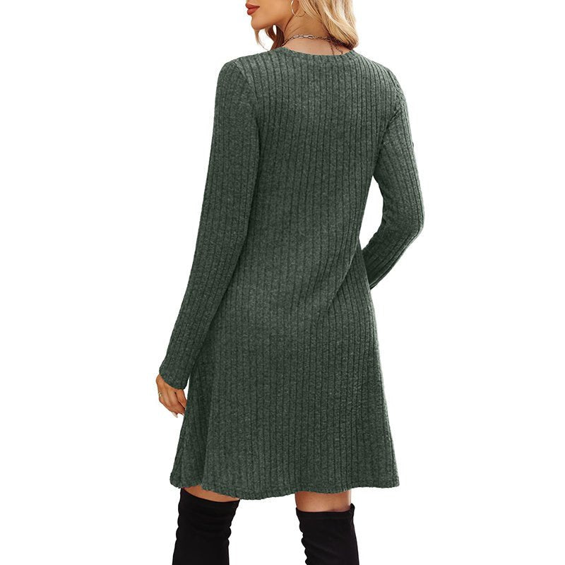 Long Sleeve Knit Dress – Minimal Elegance | The Simple Co – Practical cottage, minimalist style, quiet luxury aesthetic, modern essential – The Simple Co.