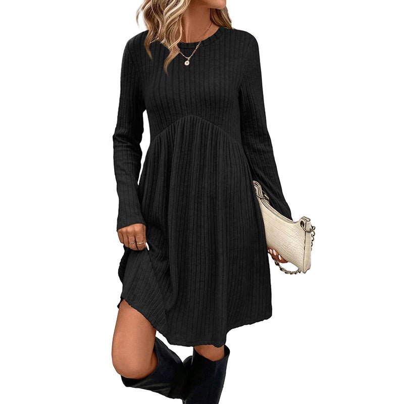 Long Sleeve Knit Dress – Minimal Elegance | The Simple Co – Practical cottage, minimalist style, quiet luxury aesthetic, modern essential – The Simple Co.