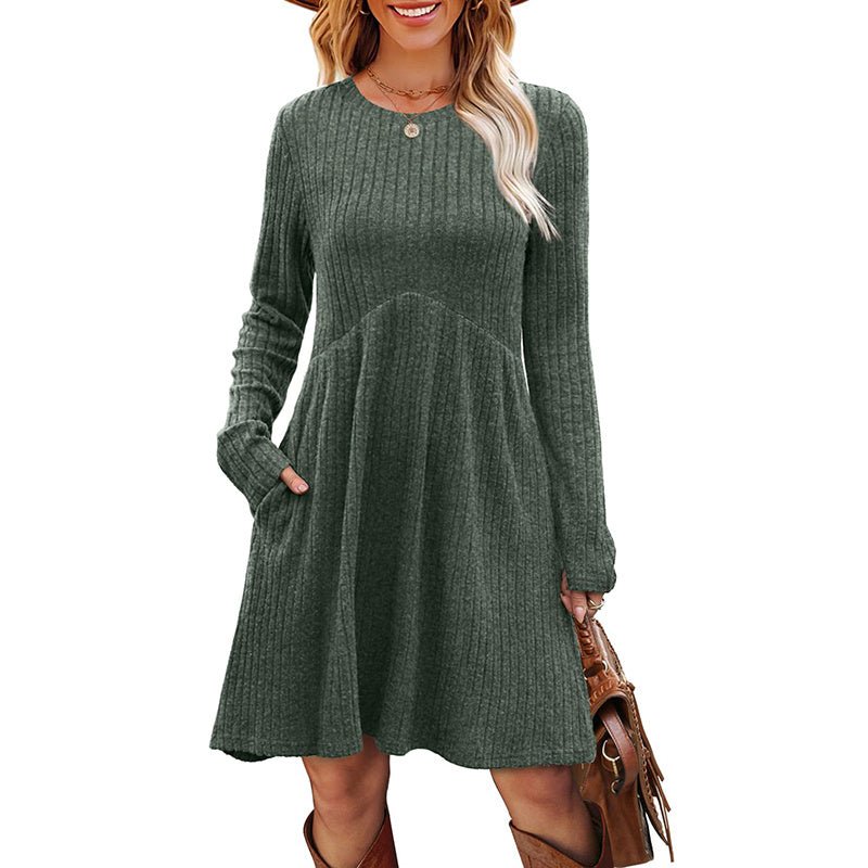 Long Sleeve Knit Dress – Minimal Elegance | The Simple Co – Practical cottage, minimalist style, quiet luxury aesthetic, modern essential – The Simple Co.