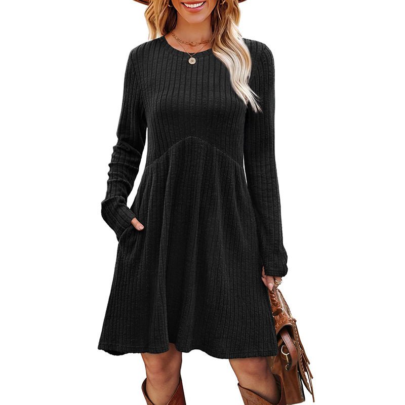 Long Sleeve Knit Dress – Minimal Elegance | The Simple Co – Practical cottage, minimalist style, quiet luxury aesthetic, modern essential – The Simple Co.