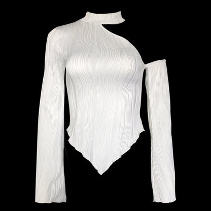 Long - Sleeve Slash - Neck Halter Street - Style T-Shirt – Minimal Elegance | The Simple Co – Women's Tops, minimalist style, quiet luxury aesthetic, modern essential – The Simple Co.