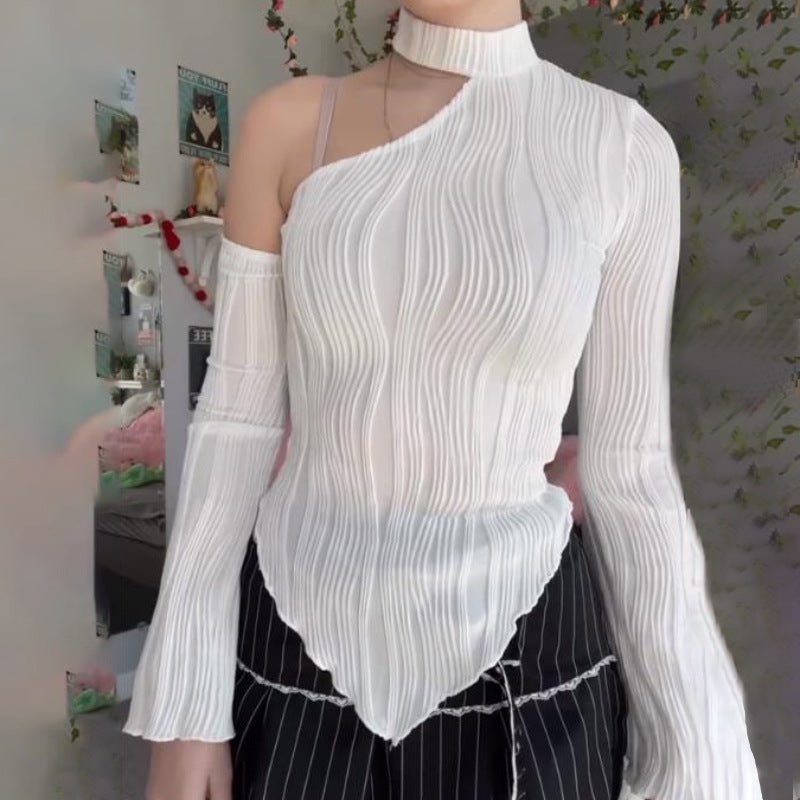 Long - Sleeve Slash - Neck Halter Street - Style T-Shirt – Minimal Elegance | The Simple Co – Women's Tops, minimalist style, quiet luxury aesthetic, modern essential – The Simple Co.