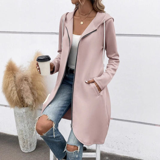 Long Zip Hooded Sweatshirt with Velvet – Minimal Elegance | The Simple Co – Practical cottage, minimalist style, quiet luxury aesthetic, modern essential – The Simple Co.