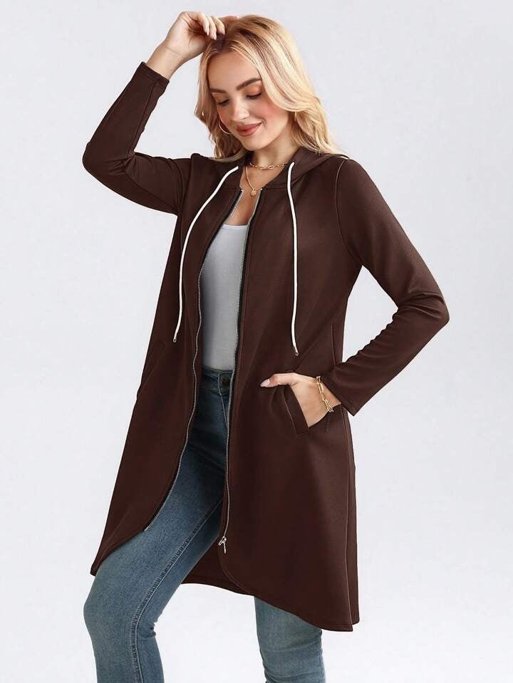 Long Zip Hooded Sweatshirt with Velvet – Minimal Elegance | The Simple Co – Practical cottage, minimalist style, quiet luxury aesthetic, modern essential – The Simple Co.
