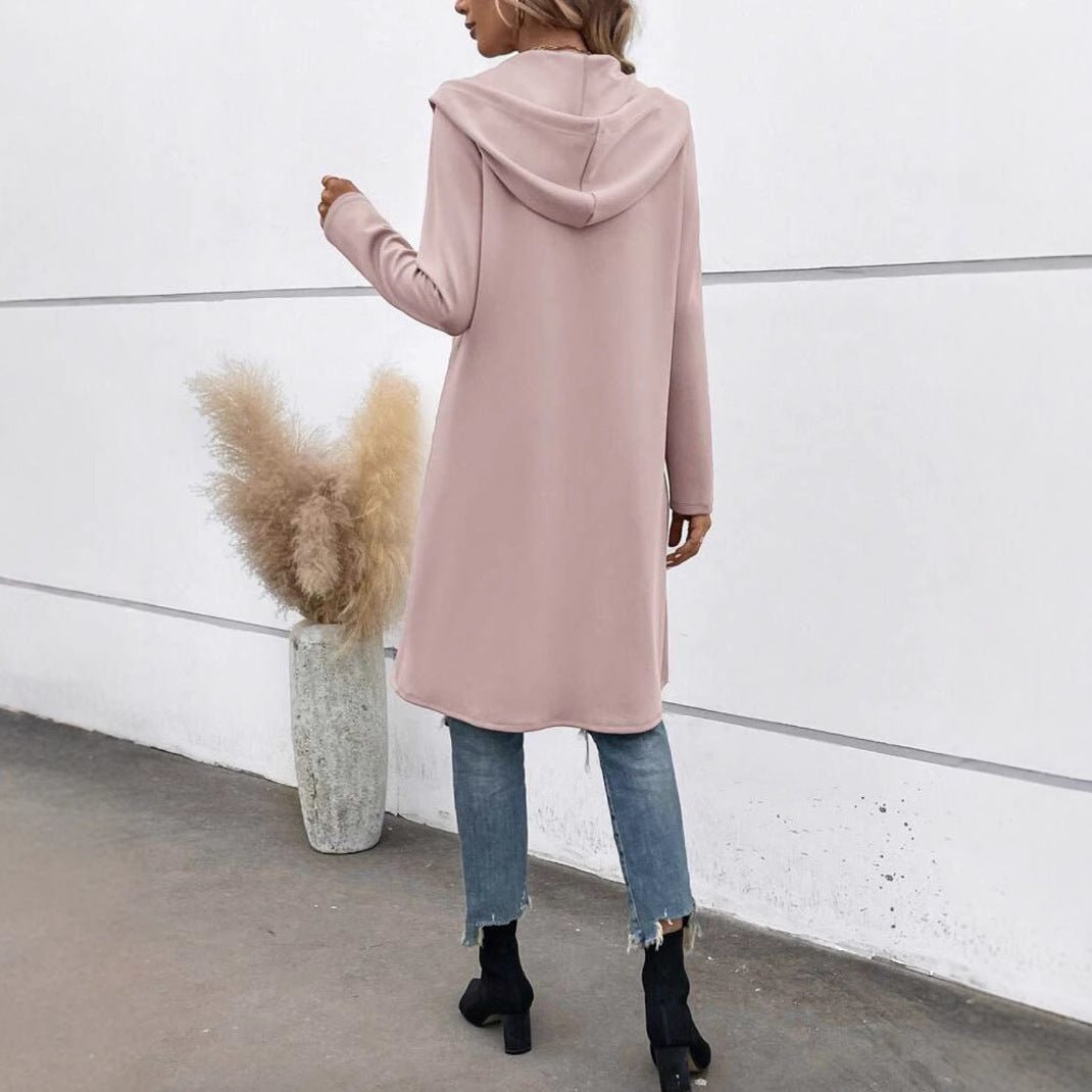 Long Zip Hooded Sweatshirt with Velvet – Minimal Elegance | The Simple Co – Practical cottage, minimalist style, quiet luxury aesthetic, modern essential – The Simple Co.