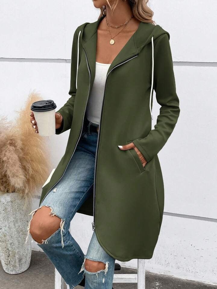 Long Zip Hooded Sweatshirt with Velvet – Minimal Elegance | The Simple Co – Practical cottage, minimalist style, quiet luxury aesthetic, modern essential – The Simple Co.