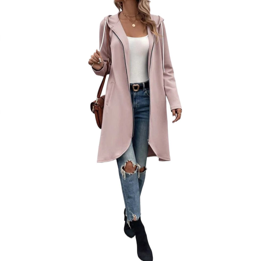 Long Zip Hooded Sweatshirt with Velvet – Minimal Elegance | The Simple Co – Practical cottage, minimalist style, quiet luxury aesthetic, modern essential – The Simple Co.