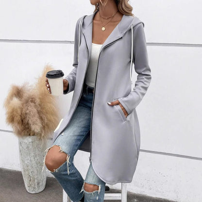 Long Zip Hooded Sweatshirt with Velvet – Minimal Elegance | The Simple Co – Practical cottage, minimalist style, quiet luxury aesthetic, modern essential – The Simple Co.