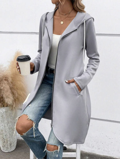 Long Zip Hooded Sweatshirt with Velvet – Minimal Elegance | The Simple Co – Practical cottage, minimalist style, quiet luxury aesthetic, modern essential – The Simple Co.
