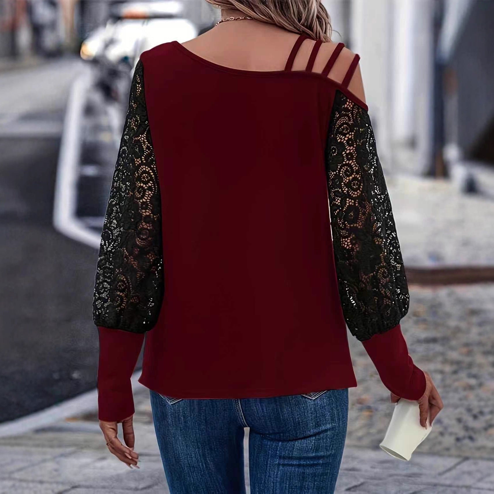 Loose Lace - Panel Long - Sleeve T-Shirt – Minimal Elegance | The Simple Co – Practical cottage, minimalist style, quiet luxury aesthetic, modern essential – The Simple Co.