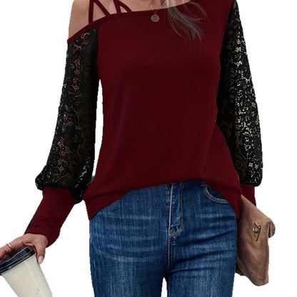 Loose Lace - Panel Long - Sleeve T-Shirt – Minimal Elegance | The Simple Co – Practical cottage, minimalist style, quiet luxury aesthetic, modern essential – The Simple Co.