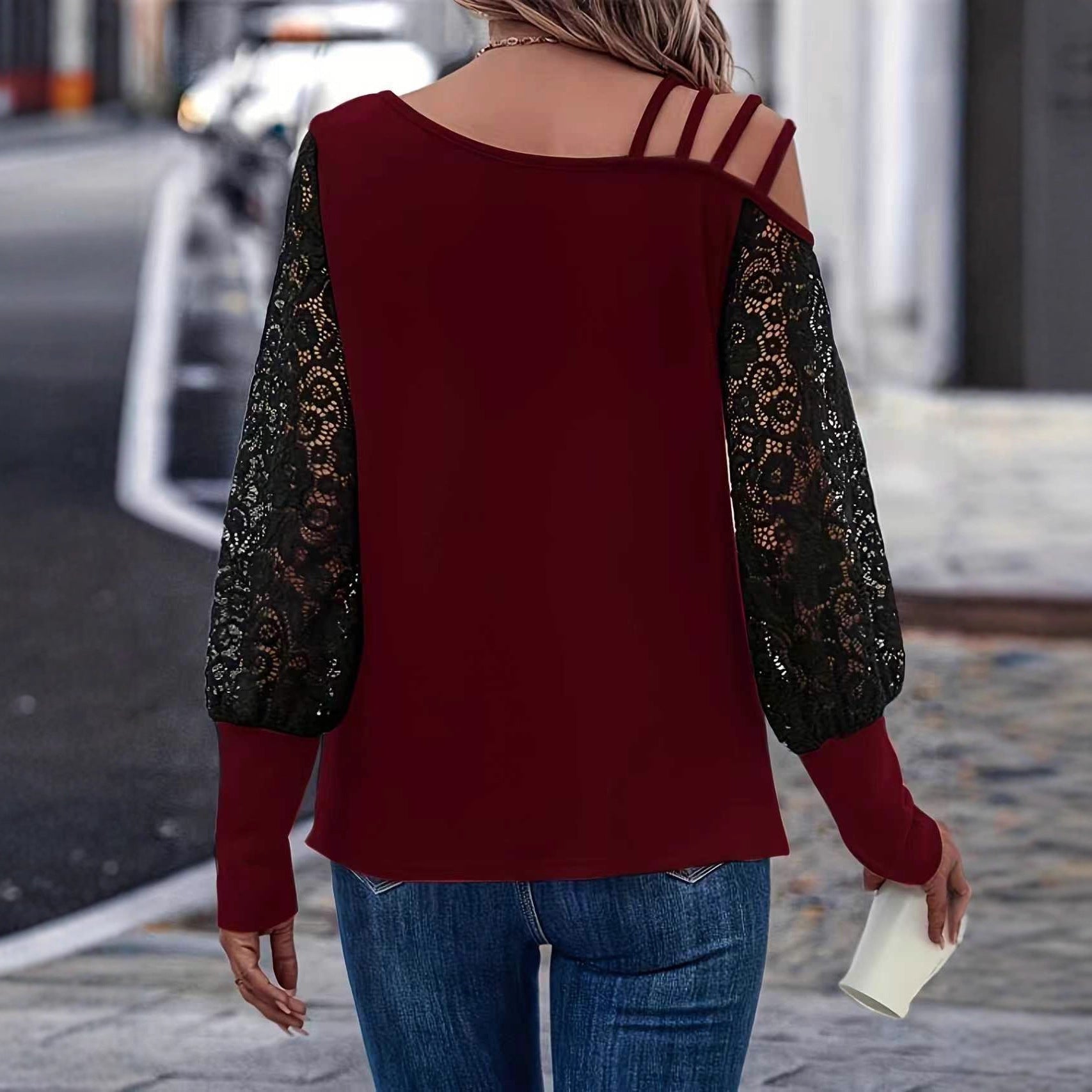 Loose Lace - Panel Long - Sleeve T-Shirt – Minimal Elegance | The Simple Co – Practical cottage, minimalist style, quiet luxury aesthetic, modern essential – The Simple Co.