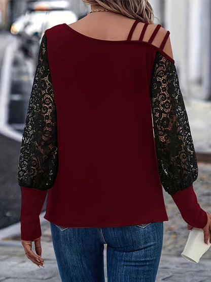 Loose Lace - Panel Long - Sleeve T-Shirt – Minimal Elegance | The Simple Co – Practical cottage, minimalist style, quiet luxury aesthetic, modern essential – The Simple Co.