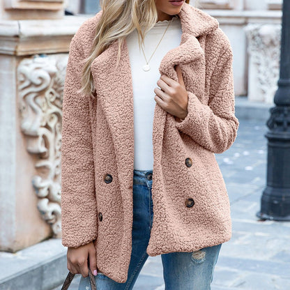 Loose Lapel Fluffy Coat Winter Button – Minimal Elegance | The Simple Co – Practical cottage, minimalist style, quiet luxury aesthetic, modern essential – The Simple Co.