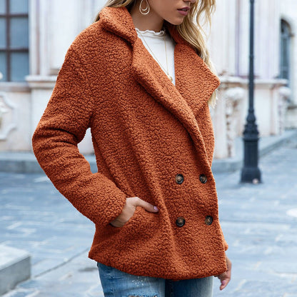 Loose Lapel Fluffy Coat Winter Button – Minimal Elegance | The Simple Co – Practical cottage, minimalist style, quiet luxury aesthetic, modern essential – The Simple Co.