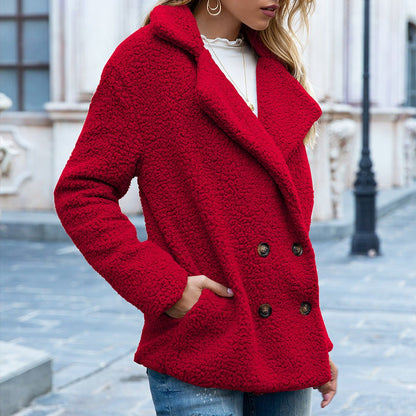 Loose Lapel Fluffy Coat Winter Button – Minimal Elegance | The Simple Co – Practical cottage, minimalist style, quiet luxury aesthetic, modern essential – The Simple Co.