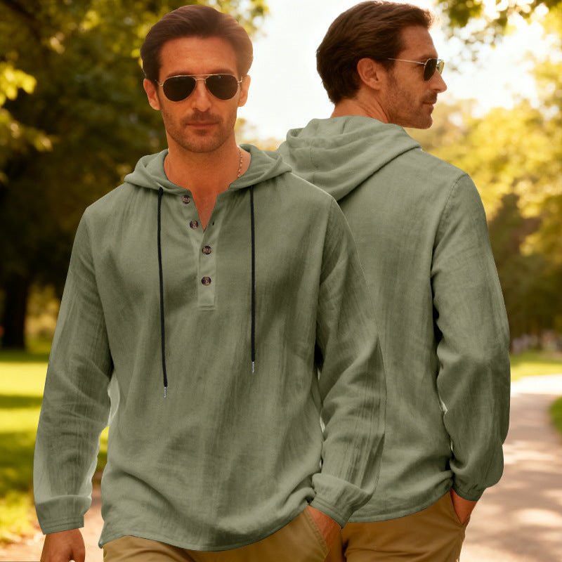 Men's Breathable Hooded Long - Sleeve Beach Shirt – Minimal Elegance | The Simple Co – Men’s Long Sleeves, minimalist style, quiet luxury aesthetic, modern essential – The Simple Co.