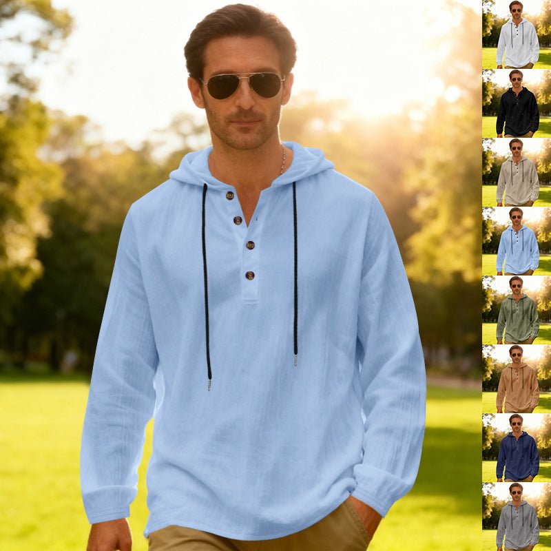 Men's Breathable Hooded Long - Sleeve Beach Shirt – Minimal Elegance | The Simple Co – Men’s Long Sleeves, minimalist style, quiet luxury aesthetic, modern essential – The Simple Co.