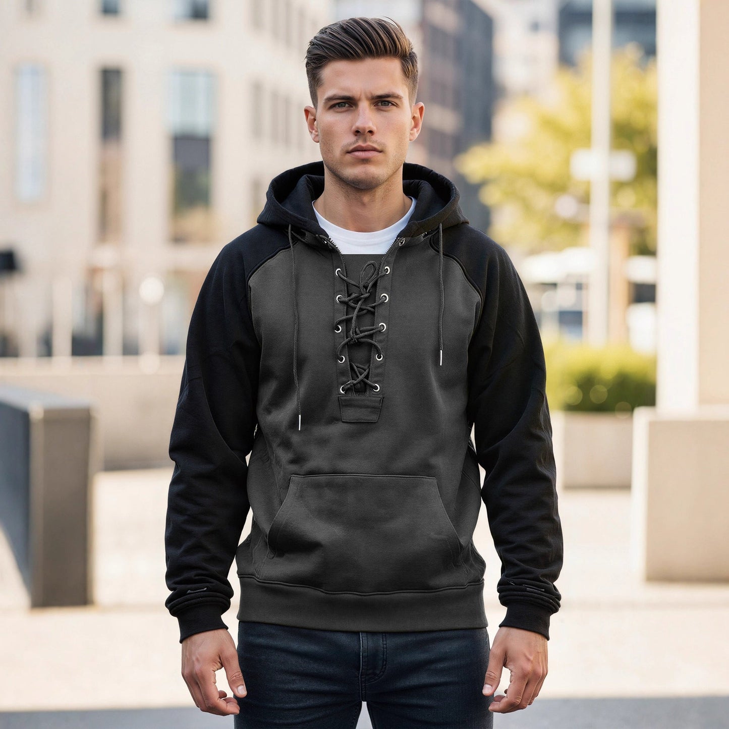 Men's Drawstring Hooded Sweatshirt Classic Casual Hoodie – Minimal Elegance | The Simple Co – Men’s Long Sleeves, minimalist style, quiet luxury aesthetic, modern essential – The Simple Co.