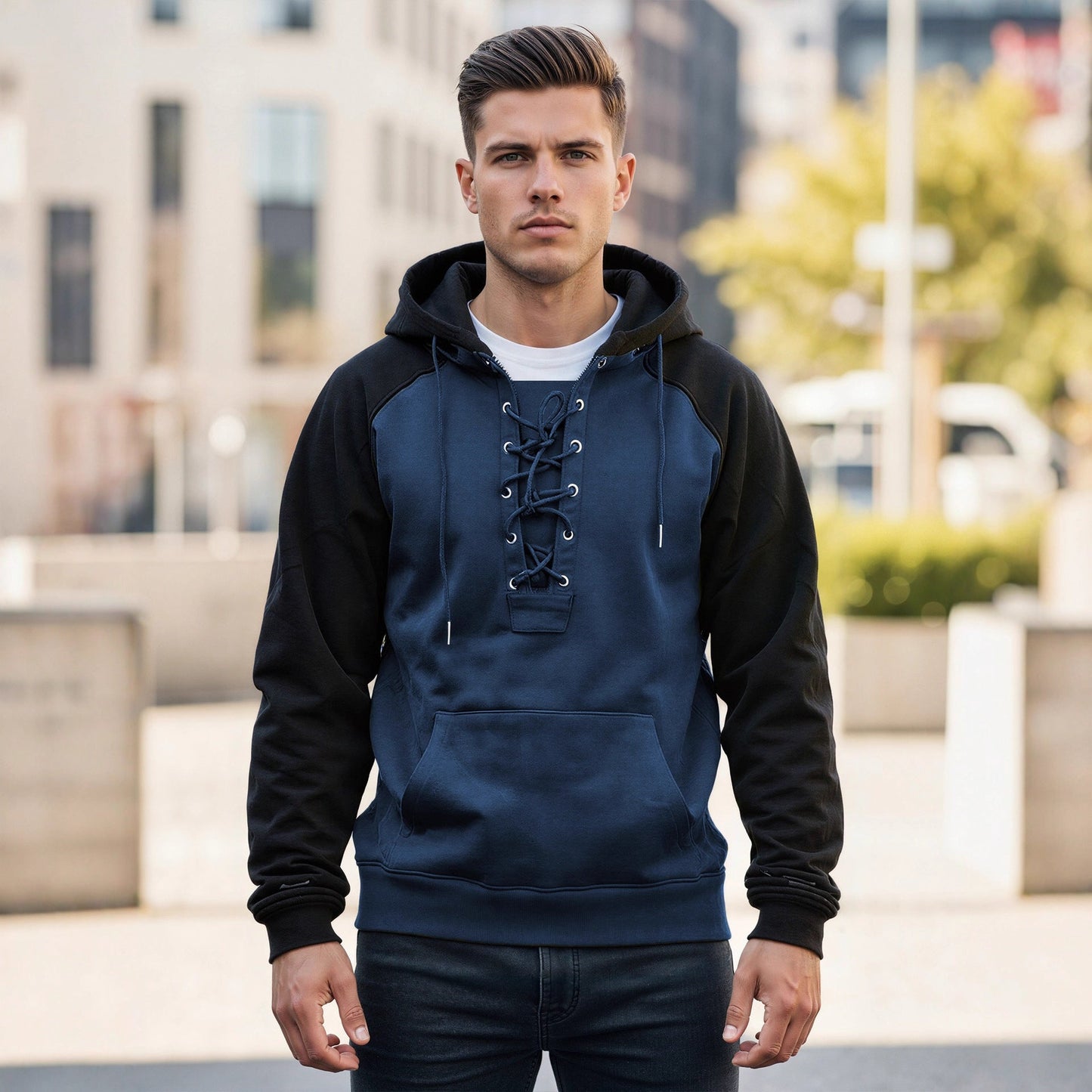 Men's Drawstring Hooded Sweatshirt Classic Casual Hoodie – Minimal Elegance | The Simple Co – Men’s Long Sleeves, minimalist style, quiet luxury aesthetic, modern essential – The Simple Co.