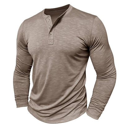 Men's Long Sleeve Henry Collar T-Shirt - Slub Cotton Pullover – Minimal Elegance | The Simple Co – Men’s Long Sleeves, minimalist style, quiet luxury aesthetic, modern essential – The Simple Co.