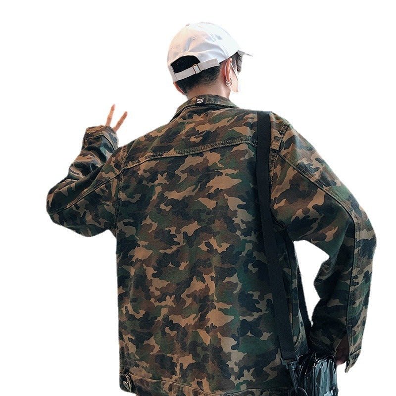Men's Minimal Camo Denim Jacket – Minimal Elegance | The Simple Co – Practical cottage, minimalist style, quiet luxury aesthetic, modern essential – The Simple Co.
