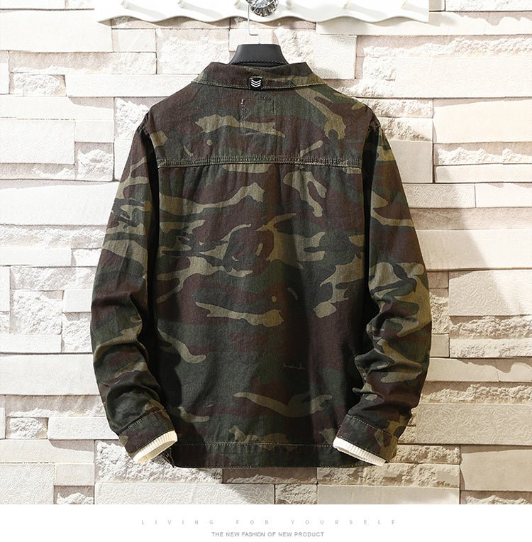 Men's Minimal Camo Denim Jacket – Minimal Elegance | The Simple Co – Practical cottage, minimalist style, quiet luxury aesthetic, modern essential – The Simple Co.