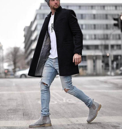 Men's Minimal Long Trench Coat – Minimal Elegance | The Simple Co – Practical cottage, minimalist style, quiet luxury aesthetic, modern essential – The Simple Co.