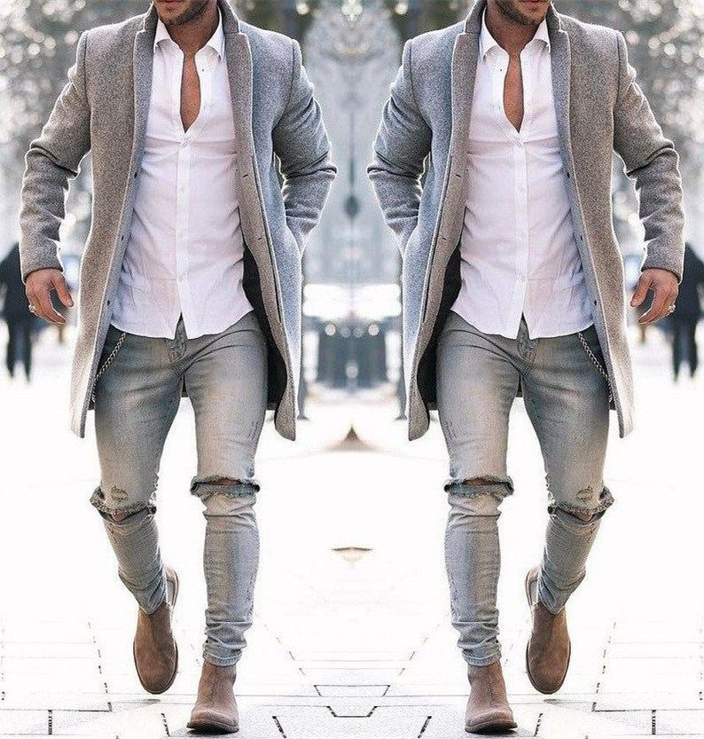 Men's Minimal Long Trench Coat – Minimal Elegance | The Simple Co – Practical cottage, minimalist style, quiet luxury aesthetic, modern essential – The Simple Co.