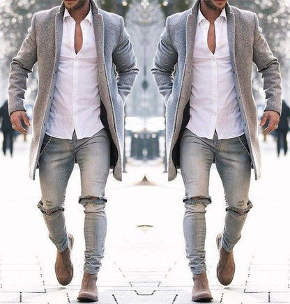 Men's Minimal Long Trench Coat – Minimal Elegance | The Simple Co – Practical cottage, minimalist style, quiet luxury aesthetic, modern essential – The Simple Co.