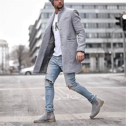 Men's Minimal Long Trench Coat – Minimal Elegance | The Simple Co – Practical cottage, minimalist style, quiet luxury aesthetic, modern essential – The Simple Co.