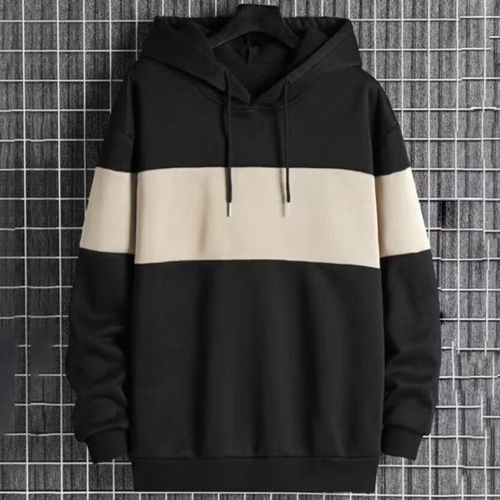 Men's Patchwork Color - Block Hoodie Single - Face Style – Minimal Elegance | The Simple Co – Men’s Long Sleeves, minimalist style, quiet luxury aesthetic, modern essential – The Simple Co.