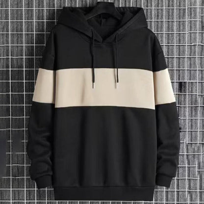 Men's Patchwork Color - Block Hoodie Single - Face Style – Minimal Elegance | The Simple Co – Men’s Long Sleeves, minimalist style, quiet luxury aesthetic, modern essential – The Simple Co.