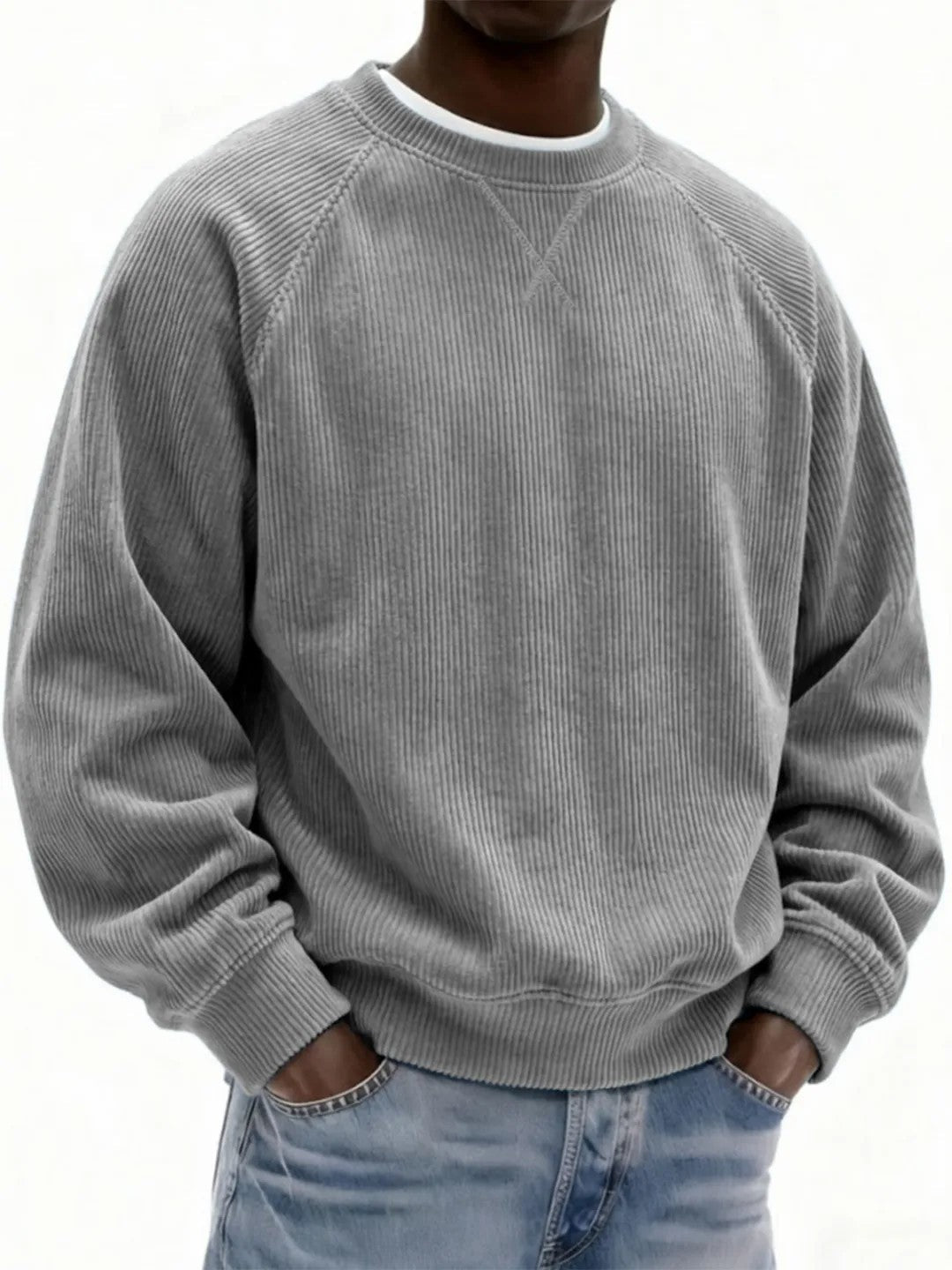 Men's Simple Relaxed Fit Sweatshirt - Basic Long Sleeve Knit – Minimal Elegance | The Simple Co – Men’s Long Sleeves, minimalist style, quiet luxury aesthetic, modern essential – The Simple Co.