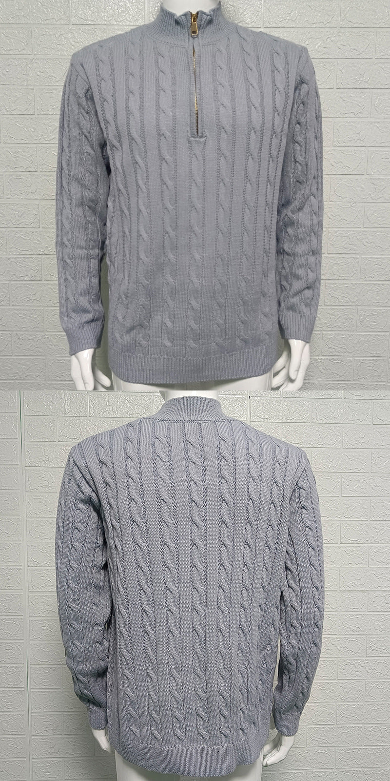 Men's Slim - Fit Knitted Zip - Up Mock Neck Sweater – Minimal Elegance | The Simple Co – Men’s Long Sleeves, minimalist style, quiet luxury aesthetic, modern essential – The Simple Co.