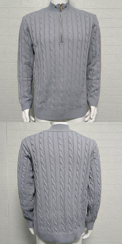 Men's Slim - Fit Knitted Zip - Up Mock Neck Sweater – Minimal Elegance | The Simple Co – Men’s Long Sleeves, minimalist style, quiet luxury aesthetic, modern essential – The Simple Co.