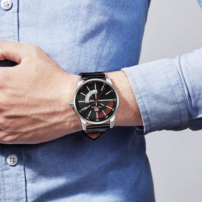 Mens Sports Watch With Calendar Luminous Display Waterproof And Genuine Leather Strap – Minimal Elegance | The Simple Co – Practical cottage, minimalist style, quiet luxury aesthetic, modern essential – The Simple Co.
