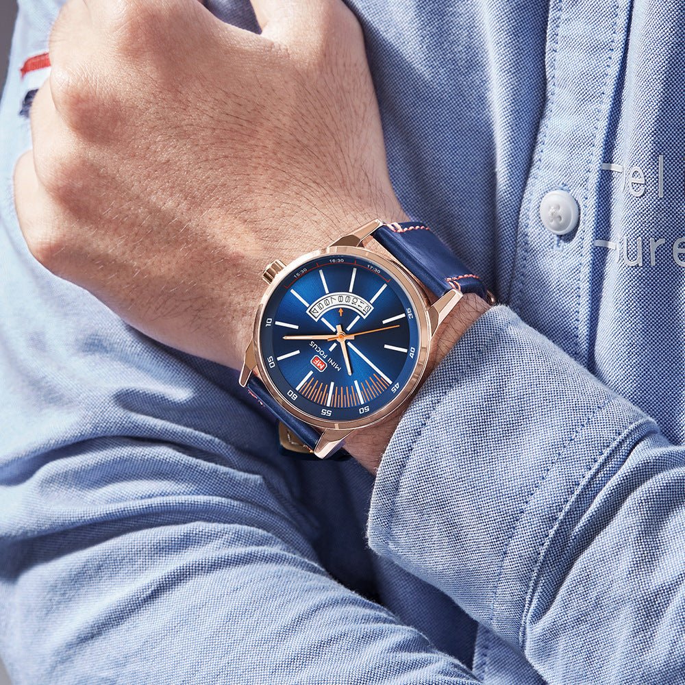Mens Sports Watch With Calendar Luminous Display Waterproof And Genuine Leather Strap – Minimal Elegance | The Simple Co – Practical cottage, minimalist style, quiet luxury aesthetic, modern essential – The Simple Co.