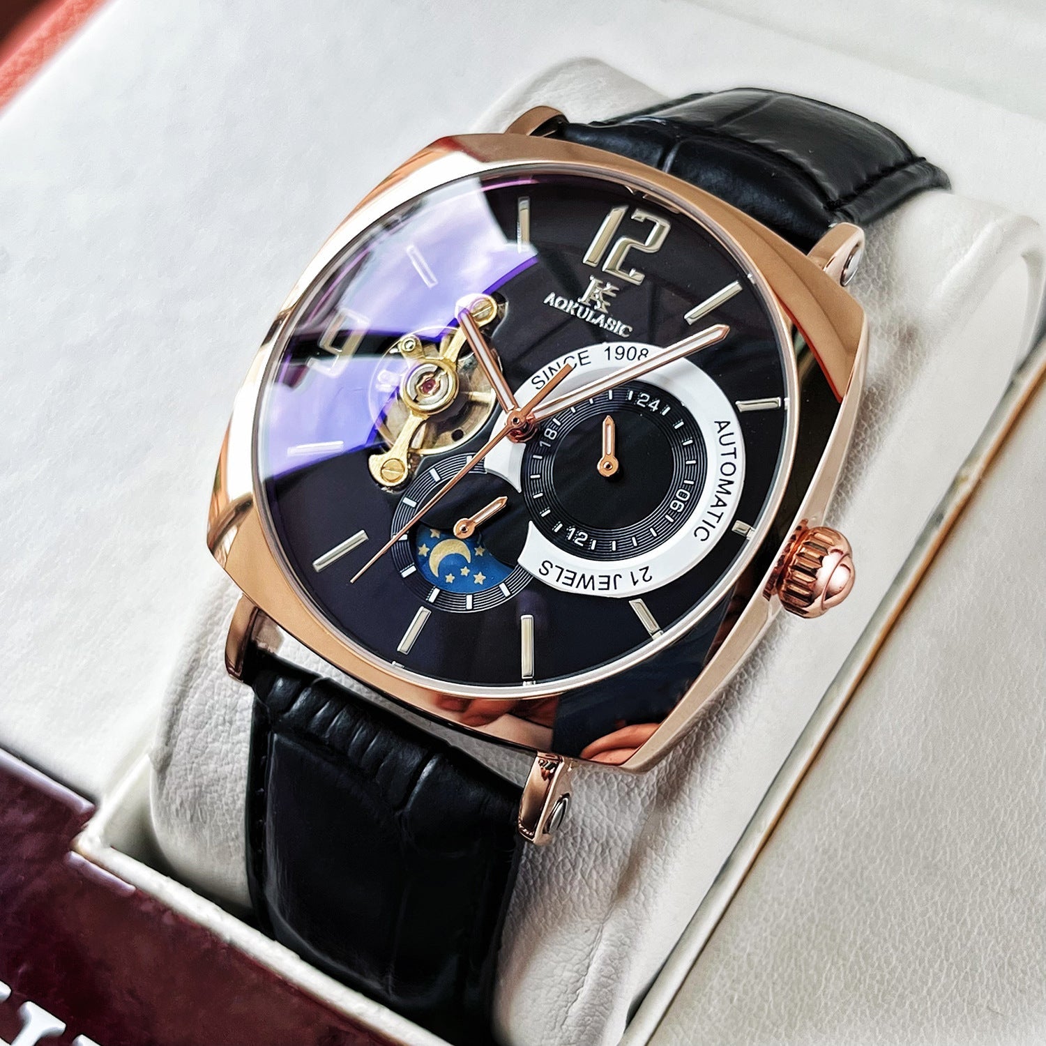 Mens Square Fully Automatic Mechanical Watch Casual Mens Wristwatch – Minimal Elegance | The Simple Co – Practical cottage, minimalist style, quiet luxury aesthetic, modern essential – The Simple Co.