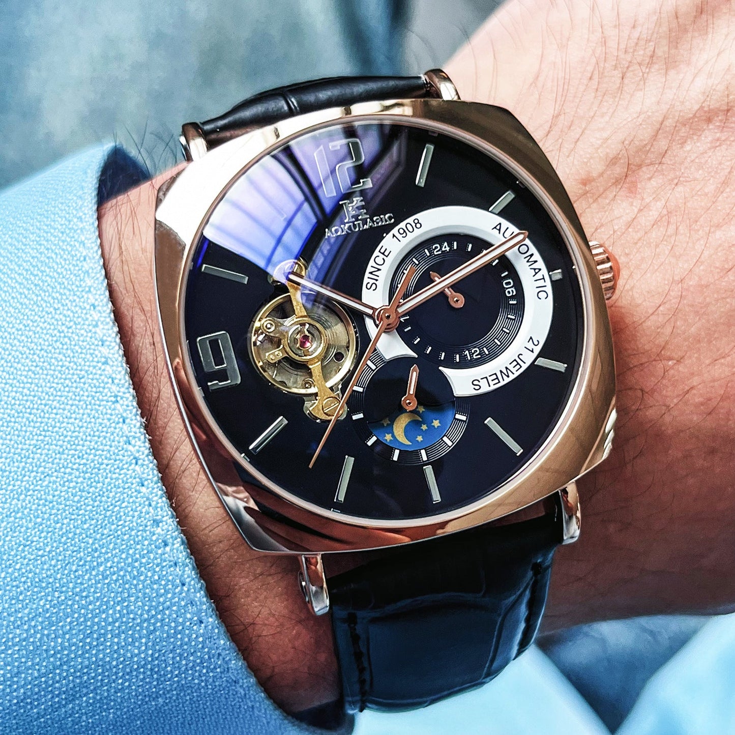 Mens Square Fully Automatic Mechanical Watch Casual Mens Wristwatch – Minimal Elegance | The Simple Co – Practical cottage, minimalist style, quiet luxury aesthetic, modern essential – The Simple Co.