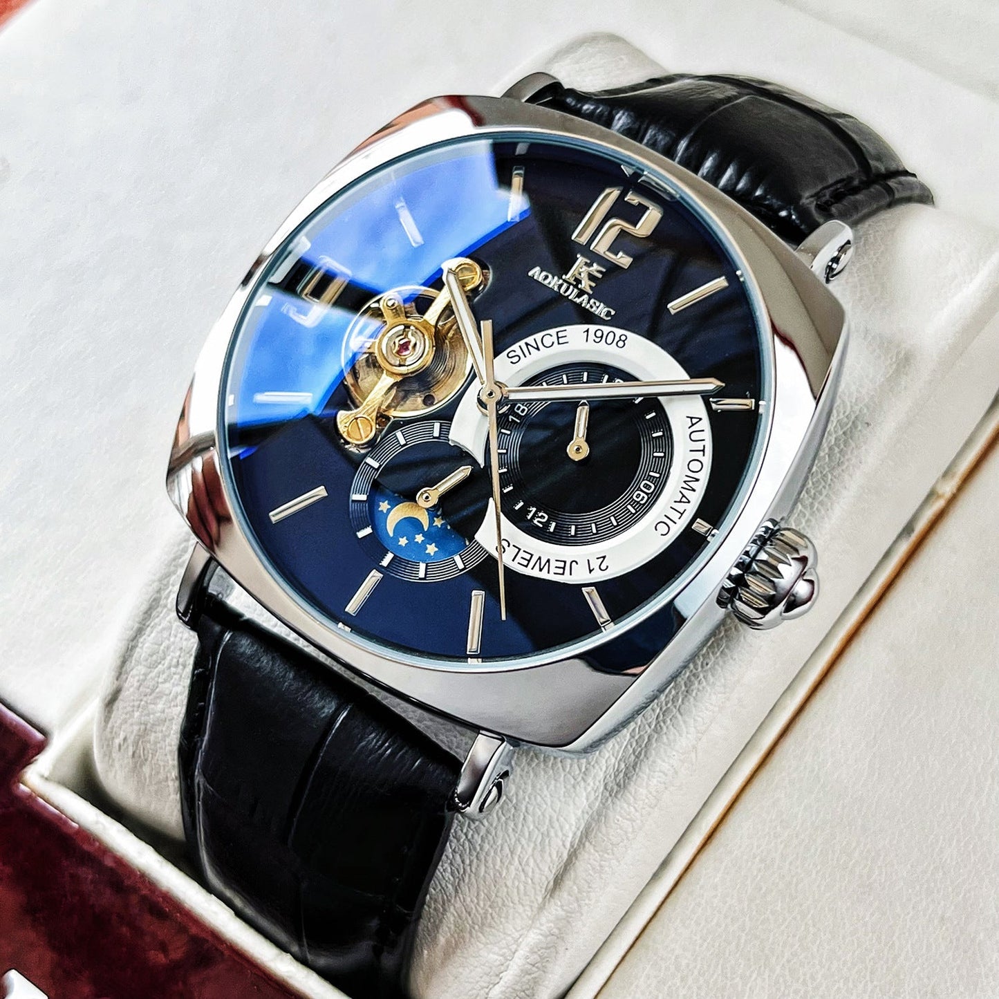 Mens Square Fully Automatic Mechanical Watch Casual Mens Wristwatch – Minimal Elegance | The Simple Co – Practical cottage, minimalist style, quiet luxury aesthetic, modern essential – The Simple Co.