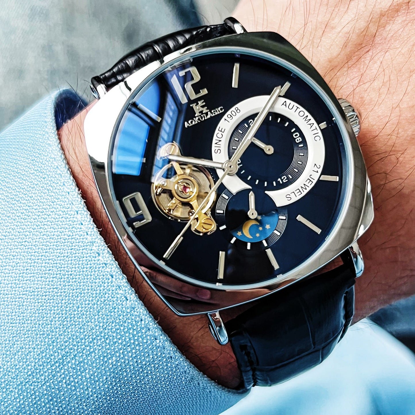 Mens Square Fully Automatic Mechanical Watch Casual Mens Wristwatch – Minimal Elegance | The Simple Co – Practical cottage, minimalist style, quiet luxury aesthetic, modern essential – The Simple Co.