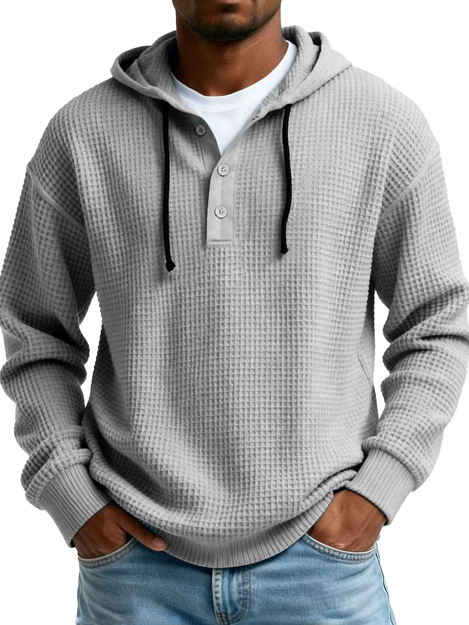 Men's Youth Ribbed Hooded Half - Zip Sweater Casual Knitwear – Minimal Elegance | The Simple Co – Men’s Long Sleeves, minimalist style, quiet luxury aesthetic, modern essential – The Simple Co.