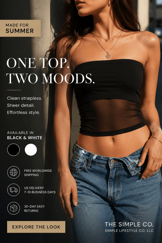 Mesh Patchwork Tube Top – Sleeveless Tops, minimalist style, quiet luxury aesthetic, modern essential – The Simple Co.