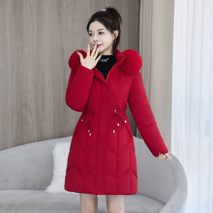 Mid - length Fur Collar Cotton Jacket – Minimal Elegance | The Simple Co – Practical cottage, minimalist style, quiet luxury aesthetic, modern essential – The Simple Co.