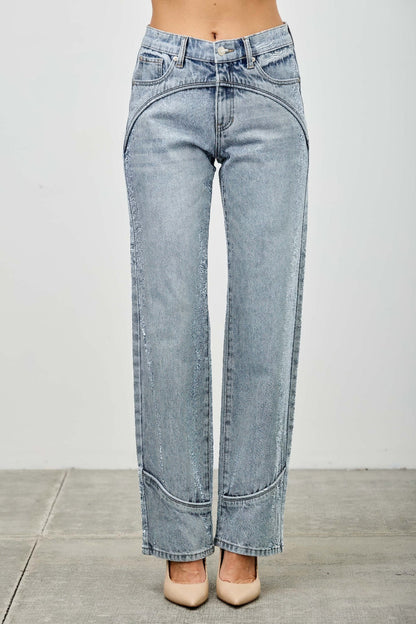 Mid-Rise Piped Straight-Leg Jeans – Jeans, minimalist style, quiet luxury aesthetic, modern essential – The Simple Co.