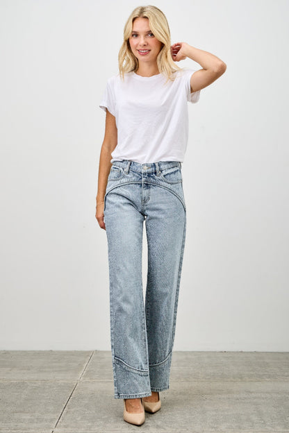 Mid-Rise Piped Straight-Leg Jeans – Jeans, minimalist style, quiet luxury aesthetic, modern essential – The Simple Co.