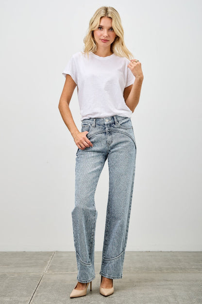 Mid-Rise Piped Straight-Leg Jeans – Jeans, minimalist style, quiet luxury aesthetic, modern essential – The Simple Co.