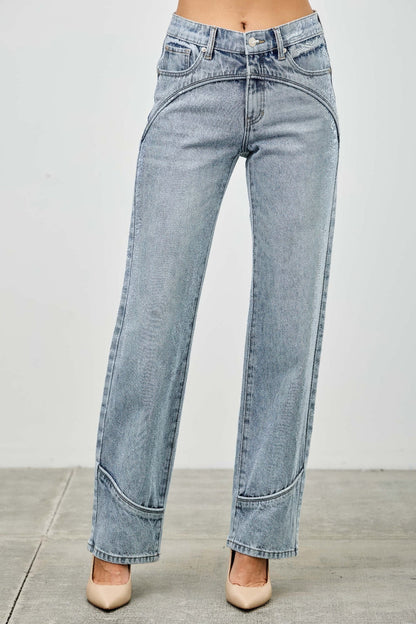 Mid-Rise Piped Straight-Leg Jeans – Jeans, minimalist style, quiet luxury aesthetic, modern essential – The Simple Co.
