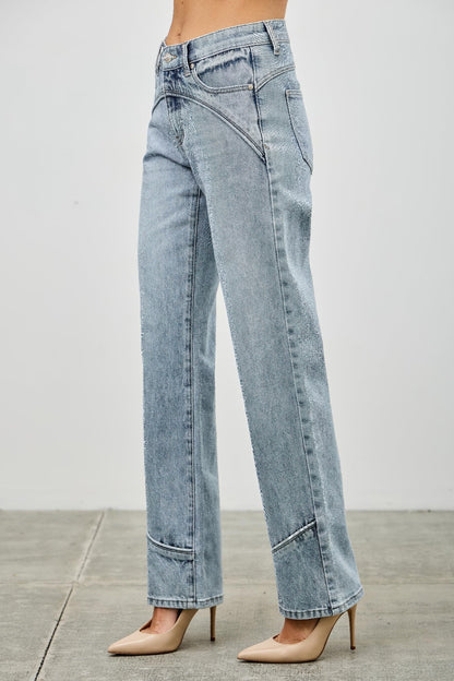 Mid-Rise Piped Straight-Leg Jeans – Jeans, minimalist style, quiet luxury aesthetic, modern essential – The Simple Co.